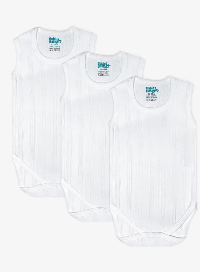 Babies Basic Pack of 3 - Super Combed Cotton Sleeveless Bodysuit - Image 1